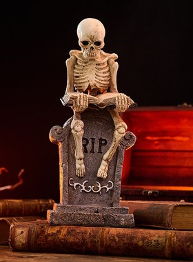 速发哥特风墓碑骷髅头骨架暗黑礼物有趣家庭居院品节氛围装饰圣摆