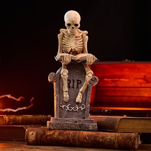 速发哥特风墓碑骷髅头骨架暗黑礼物有趣家庭居院品节氛围装 饰圣摆