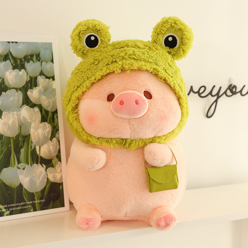速发猪毛睡玩具变身头套小猪枕娃娃抱布绒觉孩床上玩偶生礼物