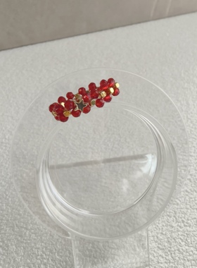 原创设计红尖晶编织五星保色镀金戒指女小众高级感女指环