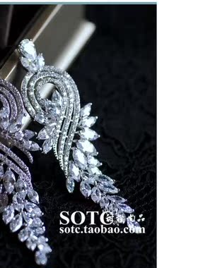 SOTC镀925银施家锆石凤凰羽尾流苏满钻耳环耳坠Earrings