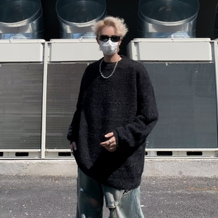 圆领男士 针织衫 仿水貂绒纯色毛衣男女上衣2024 男士 秋冬新款