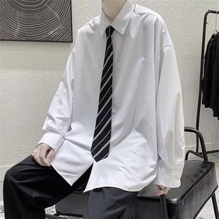 加领带dk白衬衫男内搭男士长袖白色衬衣领带学生学院风制服穿搭女