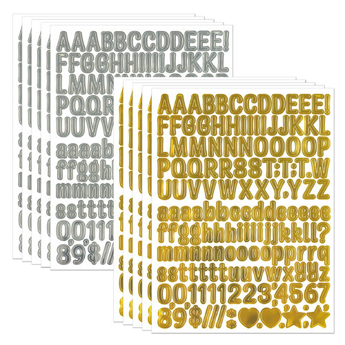 0.5英寸金银字母数字贴纸手账贴