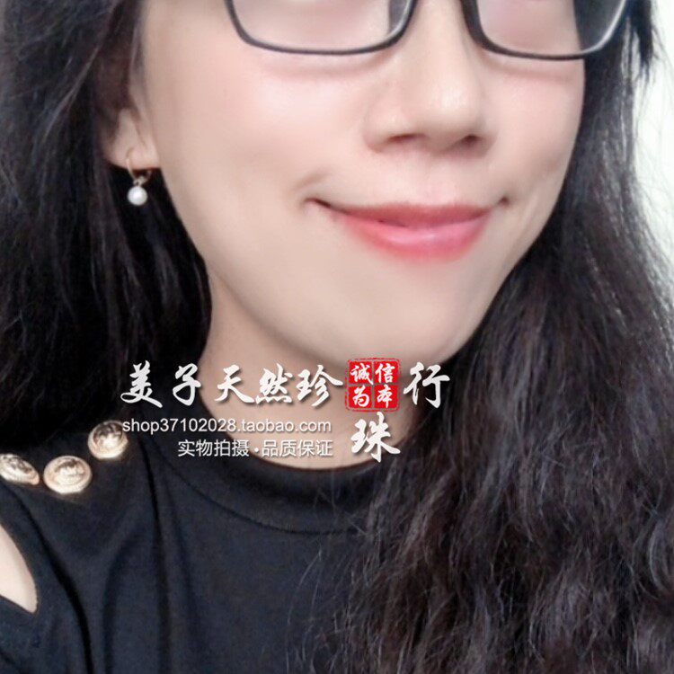 时尚简约秀气小颗6mm圆形天然淡水珍珠耳圈耳环耳坠气质耳饰包邮