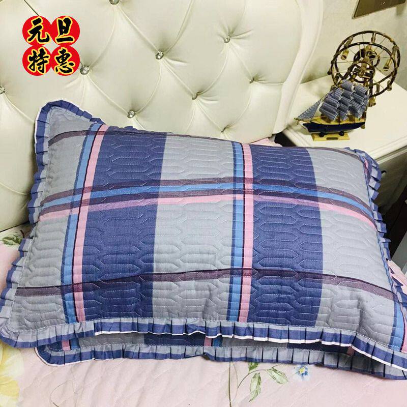 欧式纯棉枕头套一对装全棉加厚夹棉芯保护罩48x74cm大号单人枕套