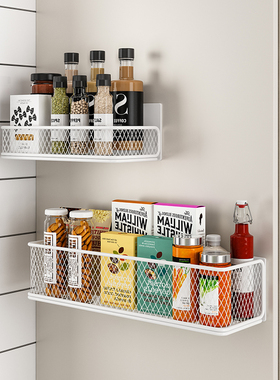 冰箱磁吸置物架侧面收纳架厨房磁铁多功能免打孔保鲜膜调味料架子