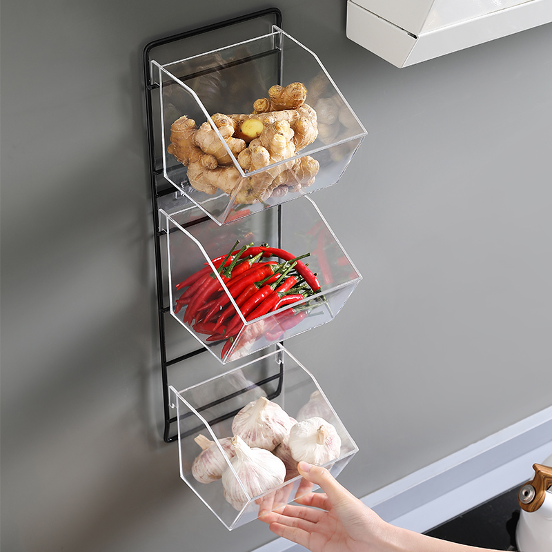 免打孔姜蒜收纳盒厨房置物架