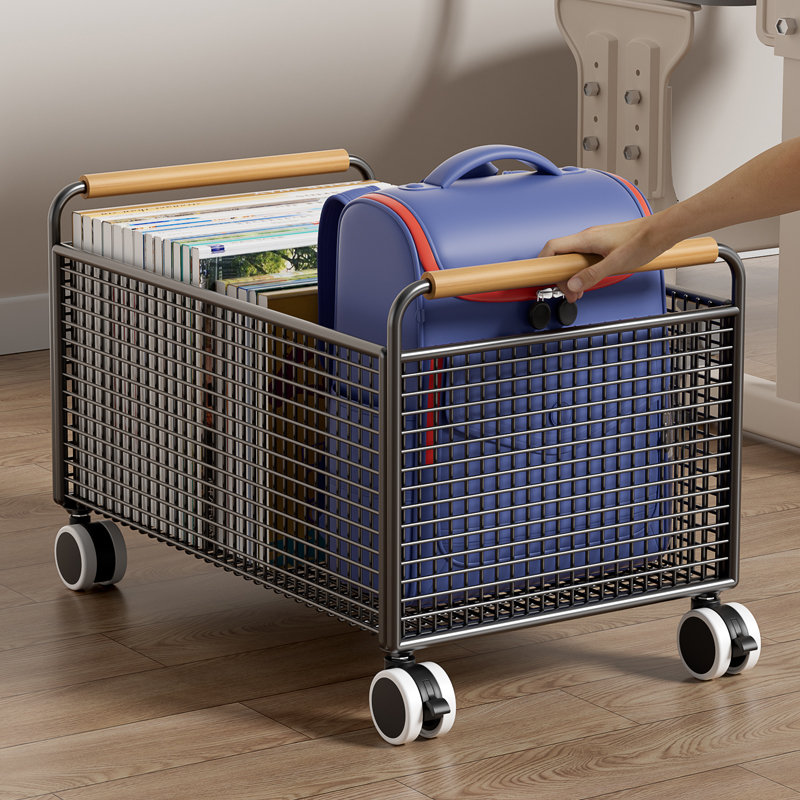 书包置物架带轮可移动收纳筐