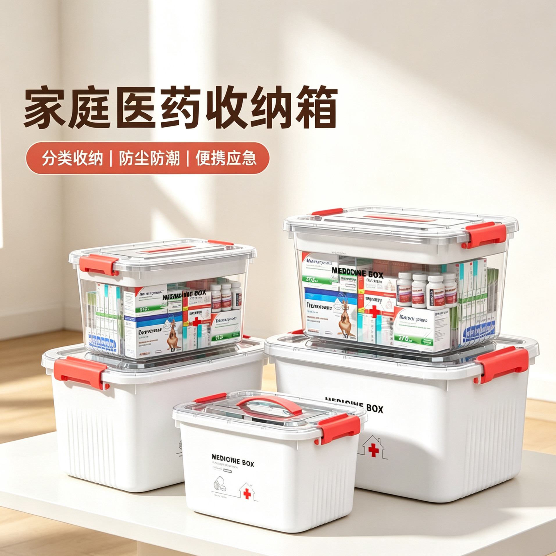 药箱大容量塑料透明药盒手提便携户外急救箱收纳家用便携式医药箱