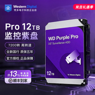 西部数据 12TB WD121EJRP 3.5寸 7200转SATA监控紫PRO 122PURP