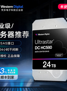 WD/西部数据WUH722424AL5204 24T HC580 3.5寸 SAS企业级硬盘 CMR