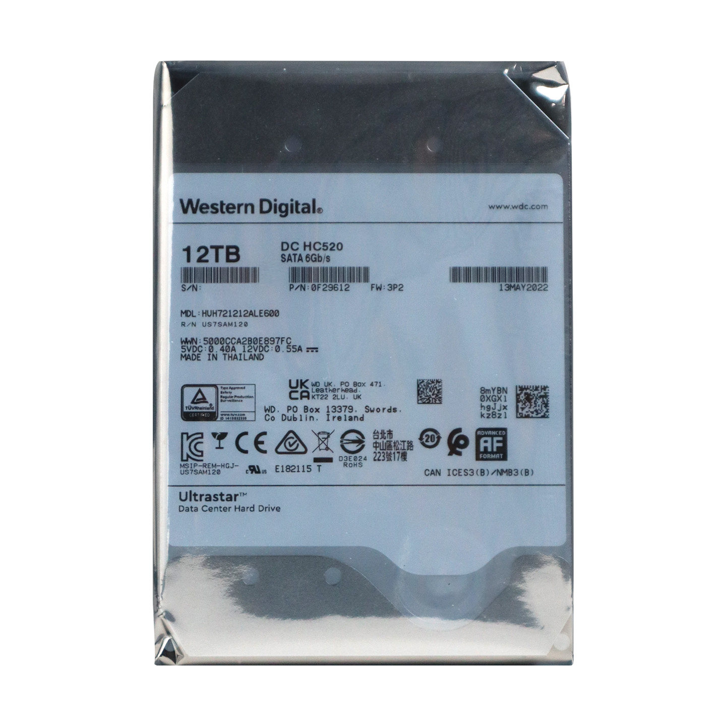 WD/西数 HUH721212ALE600 SATA3 12TB企业级NAS服务器氦气CMR - 实物图