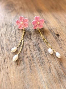 Olive Pink瓯瓶原创手工针织耳环Hand crochet earrings