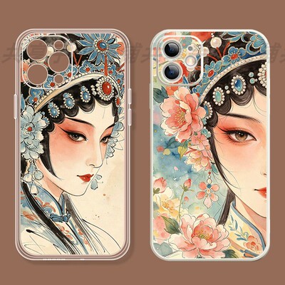 京剧手机壳适用苹果18/17e/16/15古风14plus中国风13硅胶软12promax/11全包一加Ace6t/TURBO6V魅族21防摔