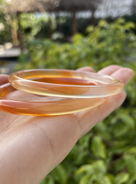 『青禾淑坊 』天然细圆条玛瑙手镯 古典圆镯 对镯 54MM