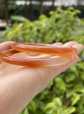 『青禾淑坊 』天然细圆条玛瑙手镯 古典圆镯 对镯 55mm