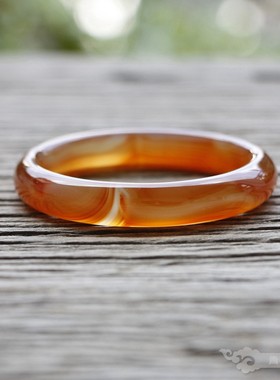 『青禾淑坊』天然玛瑙手镯 {山山黄叶飞}国风古典玉石镯 复古54MM