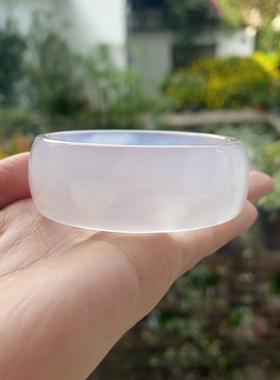 『青禾淑坊』天然宽面玛瑙手镯 {风雪千山} 国风古典玉石镯53.5MM