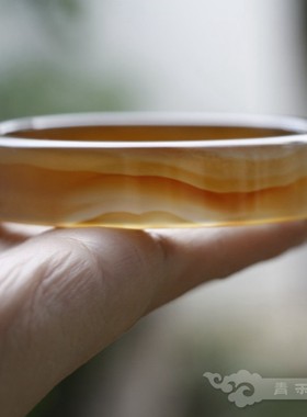 『 青禾淑坊 』天然焦糖色玛瑙手镯 {弹指韶光过} 古典环形镯60mm