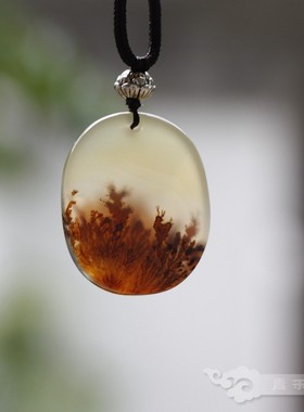 『 青禾淑坊 』天然玉髓吊坠{花草之心} 水草项链 古典风雅小物
