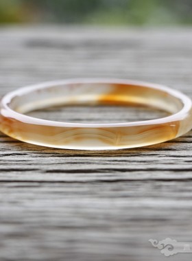 『青禾淑坊』天然玛瑙手镯 {夕殿萤飞思悄然} 国风古典玉石镯58MM