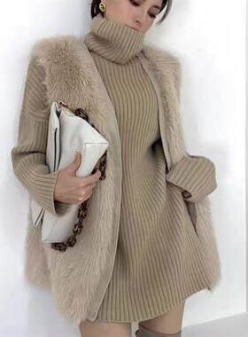 2026年秋冬季新品韩版宽松中长款高领毛衣女慵懒风打底上衣外穿