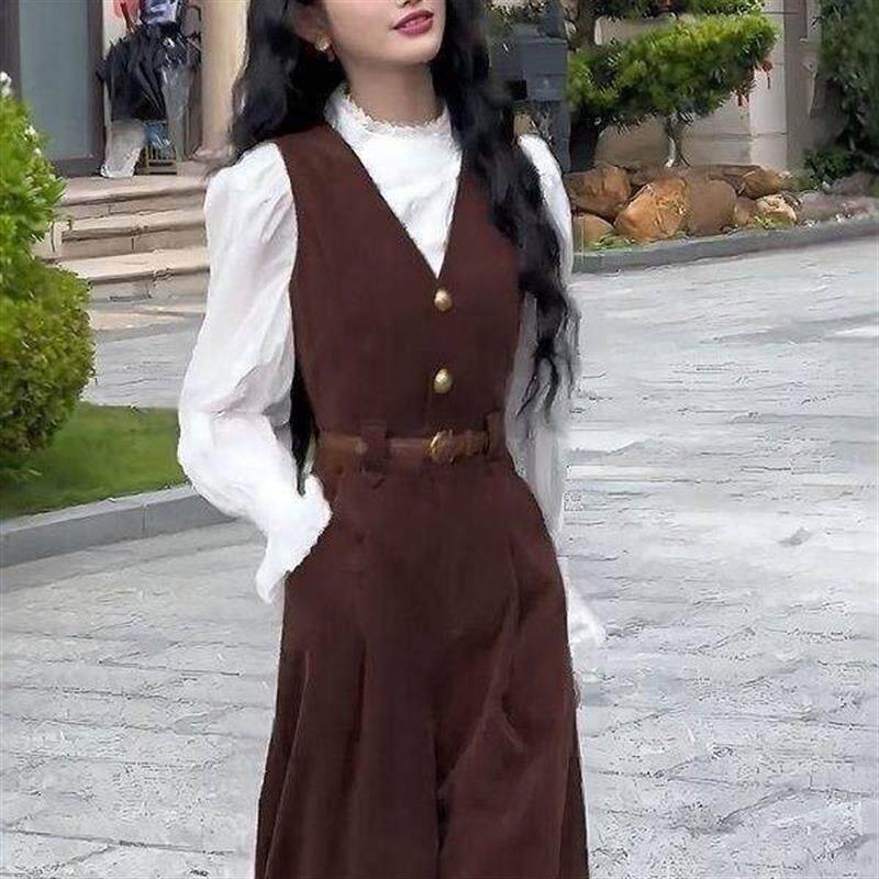 复古法式休闲上衣显瘦背带连体裤女早春秋时尚秋冬背带裤秋冬款女