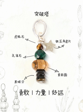 三坛星石【突破】心愿石水晶塔 突破自我 纯银万能扣颈饰项链坠