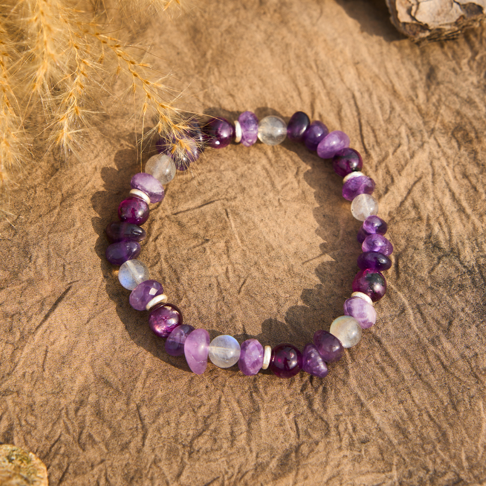 紫云母紫水晶灰月光男女同款手链