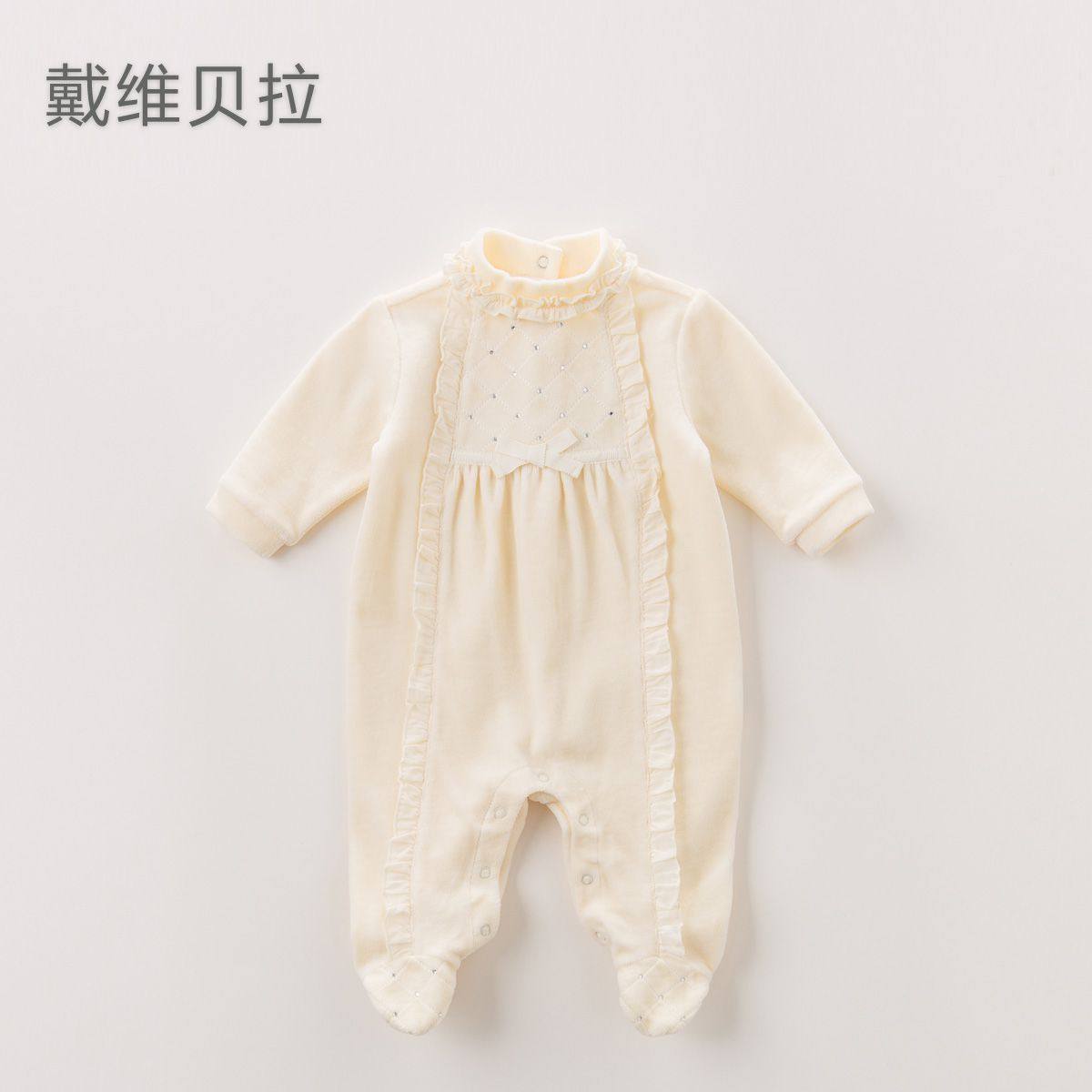 特价清仓贝拉维拉婴儿女童纯棉天鹅绒连体衣爬服宝宝春款长袖哈衣