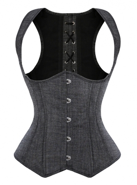 背心塑形托胸束身衣灰色腰封大码绑带束腰紧身衣美体朋克马甲上衣