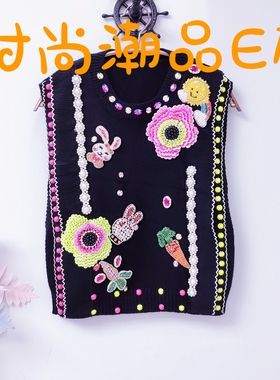 E00713 设计款时尚潮牌欧美范网红达人个性定制重工针织衫