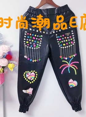 E00623 设计师款重工定制潮牌欧美时尚网红炸街个性定制休闲皮裤