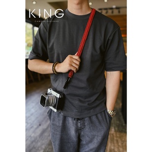 【牛皮相机背带插扣快拆】 编织扁绳款复古富士索尼GR3佳能用挂脖