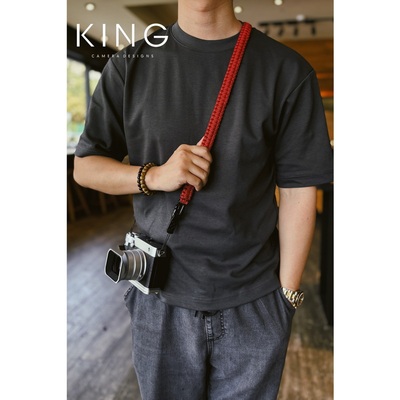 【牛皮相机背带插扣快拆】 编织扁绳款复古富士索尼GR3佳能用挂脖