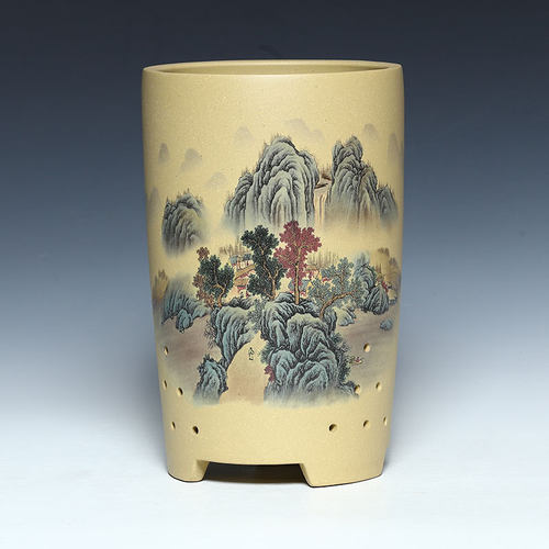 黄段泥贴花宜兴紫砂兰花盆专用盆