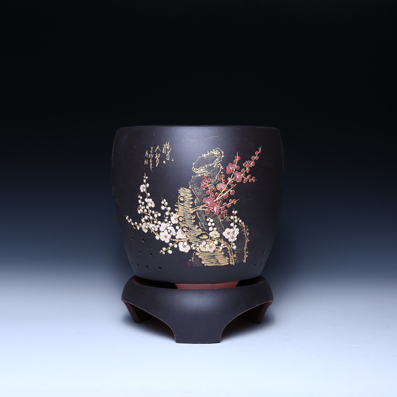 宜兴紫砂陶瓷简约风高档兰花盆