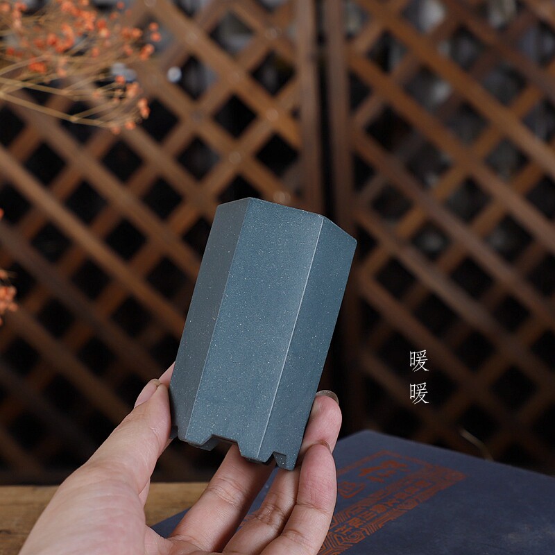『微六方签筒5色』暖暖精品紫砂手工微型花盆微盆景绿植控养桌面