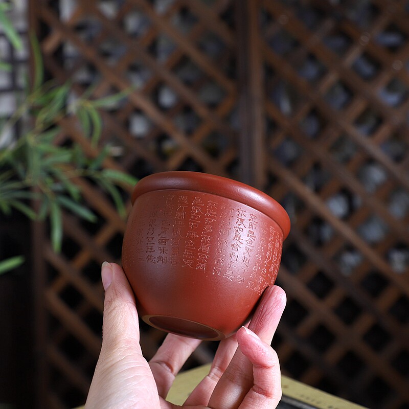 暖暖精选 紫砂原矿朱泥 无孔水盂 水缸花盆 水培铜钱草 碗莲 摆件