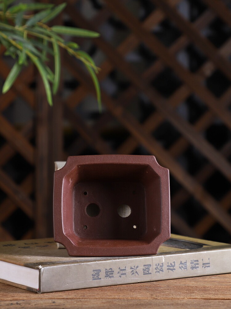 瓢口抽角马槽┨ 精品手工紫砂小花盆 宜兴紫砂花盆 作者苏兵