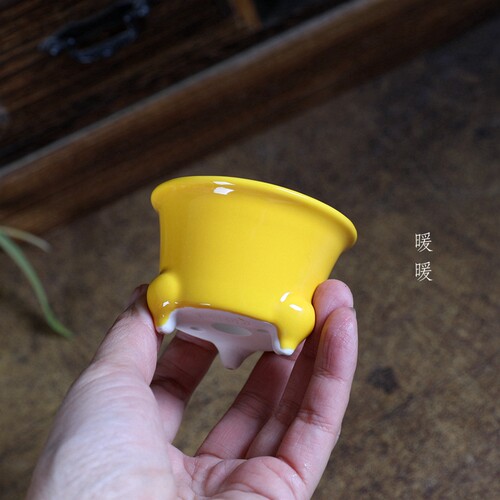 『象鼻三足小圆口』暖暖精选微型釉盆陶瓷星宇款微盆景绿植多肉