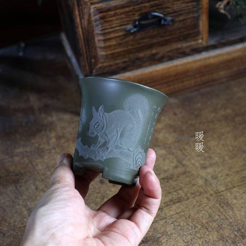 『收腰瓢口高盆 绿泥』暖暖精选宜兴原矿紫泥手工微型盆景掌中宝