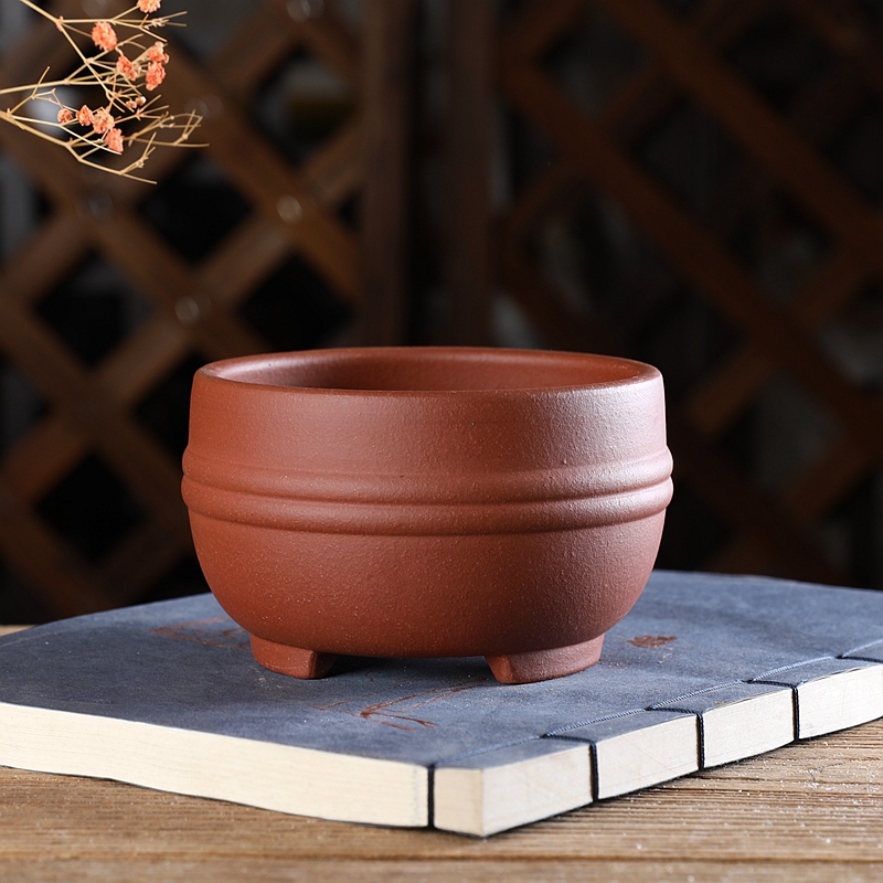 『精品双线圆碗』暖暖精选手工紫砂小花盆盆宜兴正品经典绿植盆景