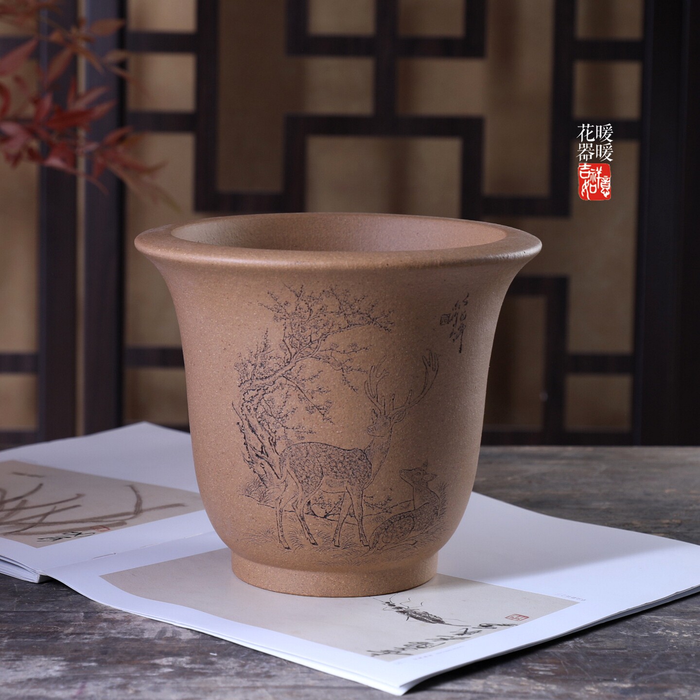 『圆底金钟』暖暖精选 精品手工紫砂花盆 兰花盆 唯珍款 五彩段