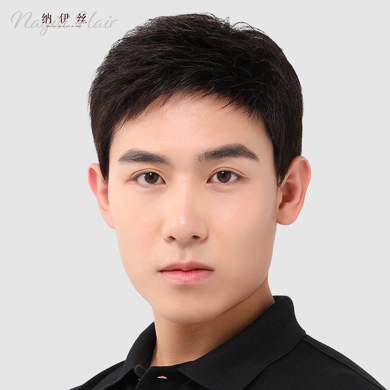 真发全头套短发假发男真发旗舰店