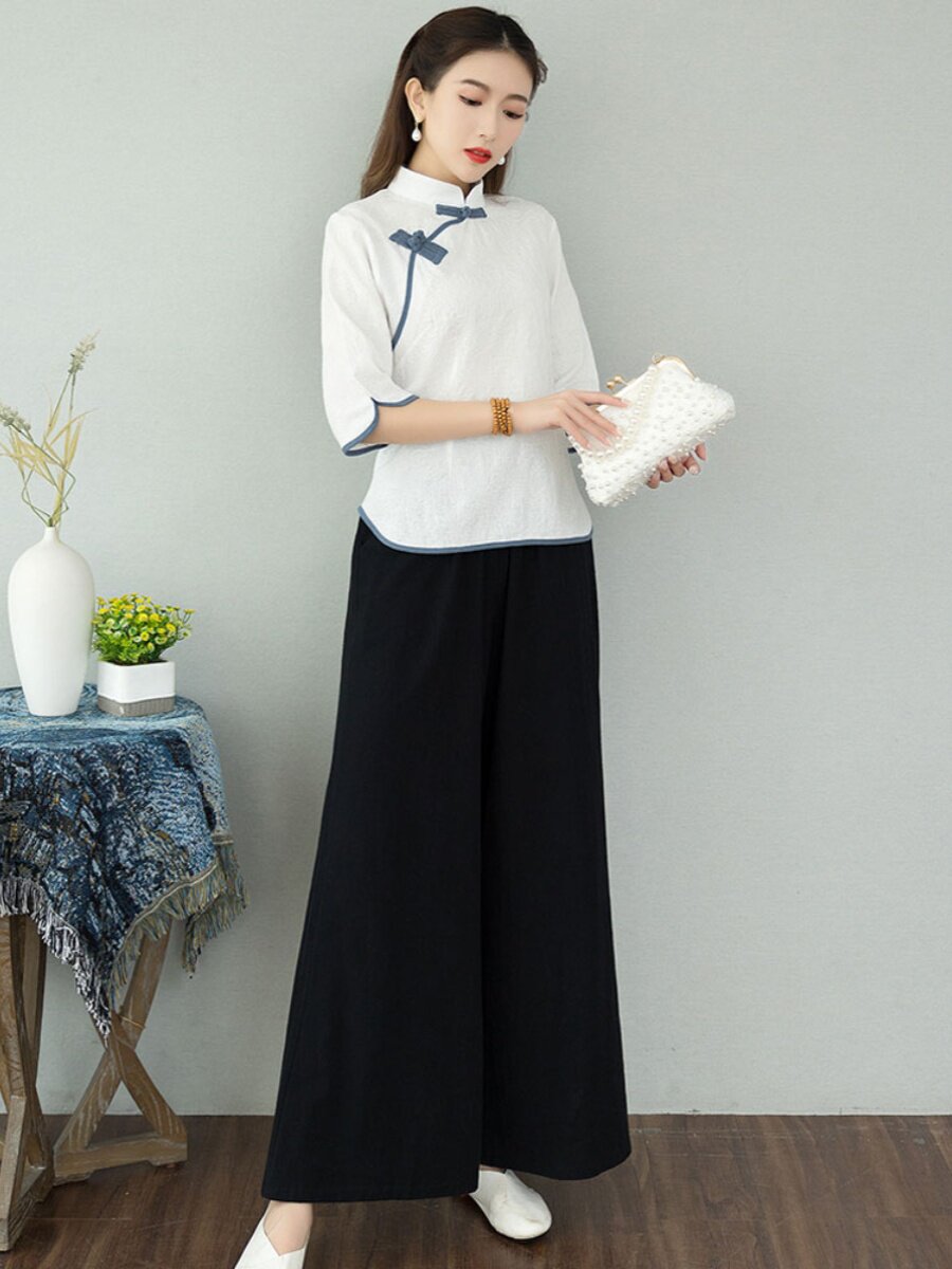 BEAUTY SALON CHINESE COTTON AND LINEN OVERALLS HANFU SUMMER CHINESE MEDICINE TEAHOUSE HEALTH HALL FOOT BATH EAR CLEANING TECHNICIAN WORK CLOTHES WOMEN