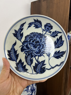 景德镇春花秋月仿明牡丹壶承 纯手工手绘