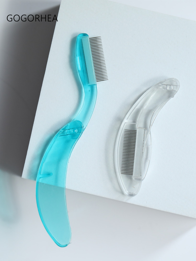 极密钢针梳理睫毛梳折叠便携款透明ins风眉梳