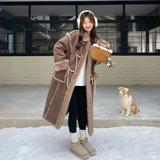 【新款】牛角扣长款皮毛一体外套2590-P285-K428，女装派克服，柏妮丝绮